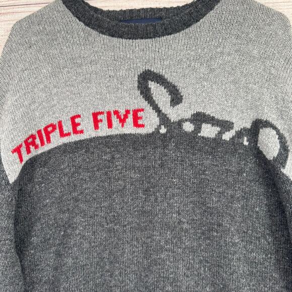 Vintage Y2K Triple Five Soul Crewneck Sweater Mens Large Gray Red Skate NYC - Picture 3 of 8